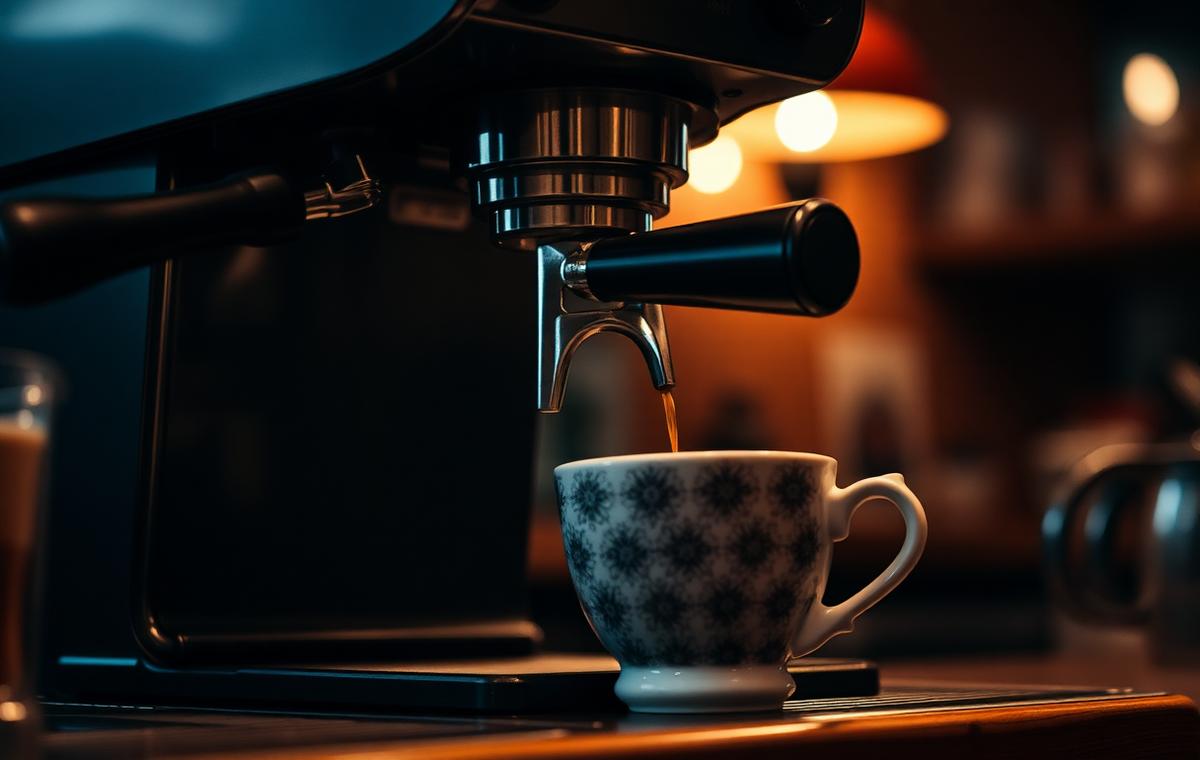 Espresso being pulled on a professional machine